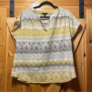 Banana Republic Women's Yellow and Gray Patterned Top